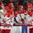 MONTREAL, CANADA - DECEMBER 30: Denmark's Mathias From #20 and Alexandser True #27 celebrate at the bench after a second period goal against Switzerland during preliminary round action at the 2017 IIHF World Junior Championship. (Photo by Francois Laplante/HHOF-IIHF Images)

